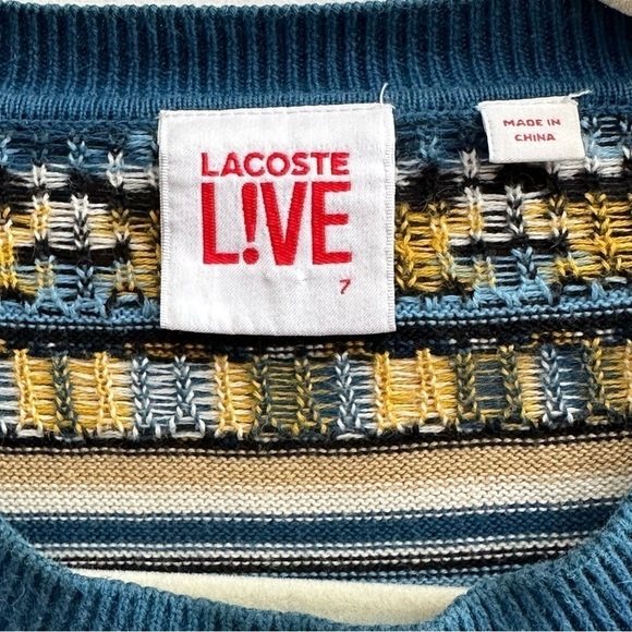 LIVE LACOSTE ABSTRACT NOVELTY PRINT PULLOVER SWEATER SIZE 7 XXL - Picture 10 of 16